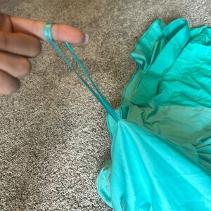 Turquoise Strapless/string strap prom dress